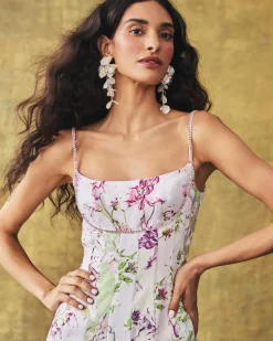 Paige Dress in Spliced Floral Linen