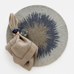 Painted Shell Napkin Rings in Blue, Set of Two