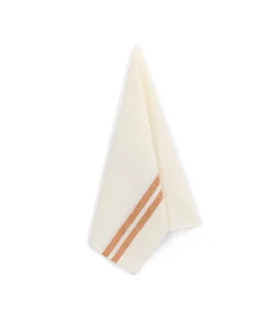 Pair of Striped Linen Tea Towels in Burnt Orange, Set of 2