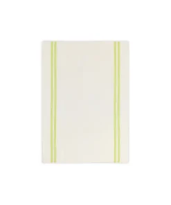 Pair of Striped Linen Tea Towels in Apple Green, Set of 2