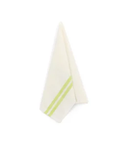 Pair of Striped Linen Tea Towels in Apple Green, Set of 2