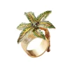 Palm Coast Napkin Ring in Green & Gold, Set of 4 in a Gift Box