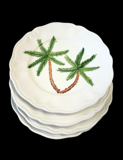 Palm Tree Scalloped Plate, Set of 6