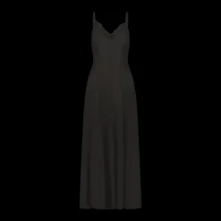 Panelled Lightweight Wool Swing Dress in Black