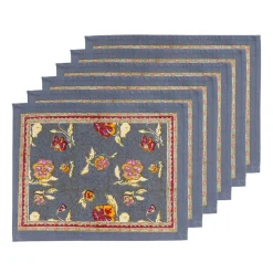 Pansy Mats in Red & Grey, Set of 6
