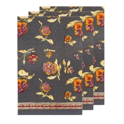 Pansy Tea Towels Red & Grey, Set of 3