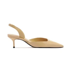 Paola Mid Patent Pump in Buff Beige