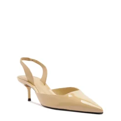 Paola Mid Patent Pump in Buff Beige