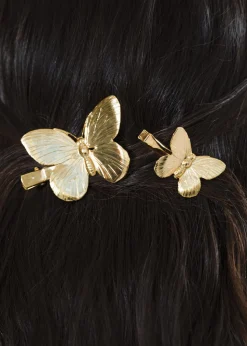 Papillion Hair Clips in Gold