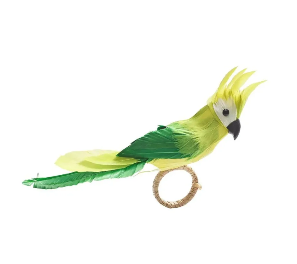 Parakeet Napkin Ring in Green, Set of 4