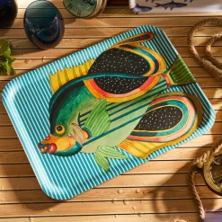 Party Fish Large Rectangular Birchwood Tray