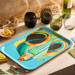 Party Fish Large Rectangular Birchwood Tray