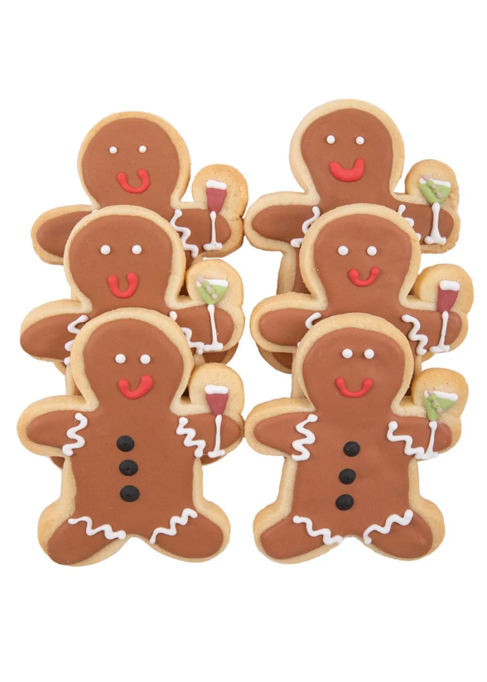 Party Gingerbread Men Sugar Cookies, Set of 6
