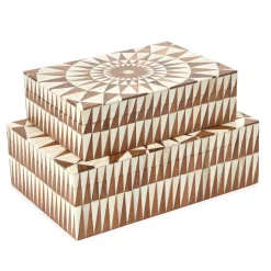 Patterned Hinge Covered Box, Set of 2