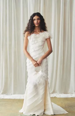 Patti Gown in Ivory Satin Face Organza