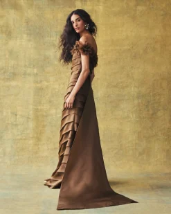 Patti Gown in Mink Satin Face Organza