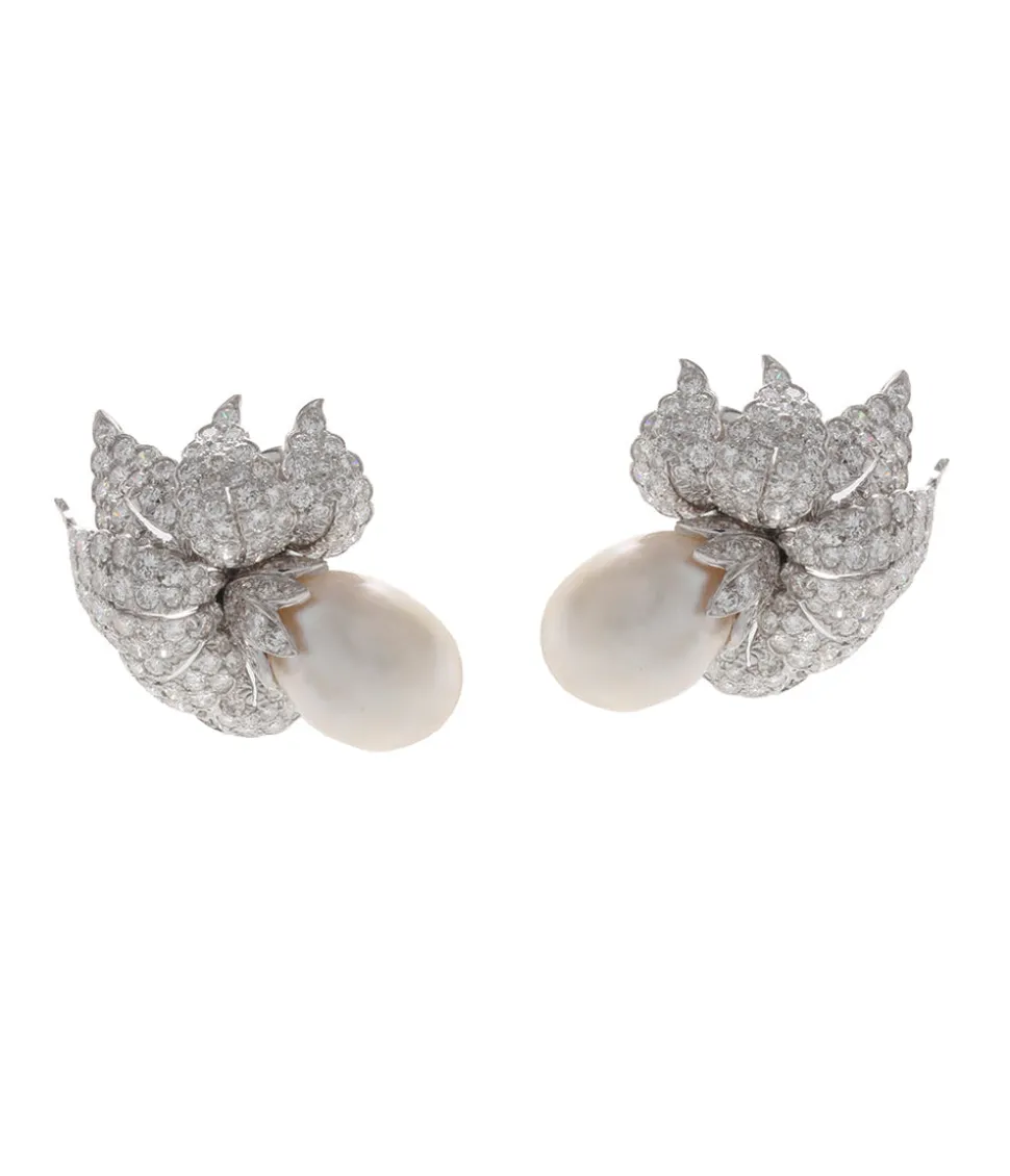 Pearl and Diamond Earrings