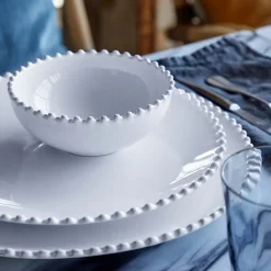 Pearl Collection Dinner Plates in White, Set of 6