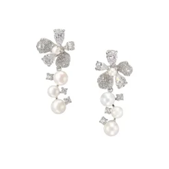Pearl Snow Rose Earrings