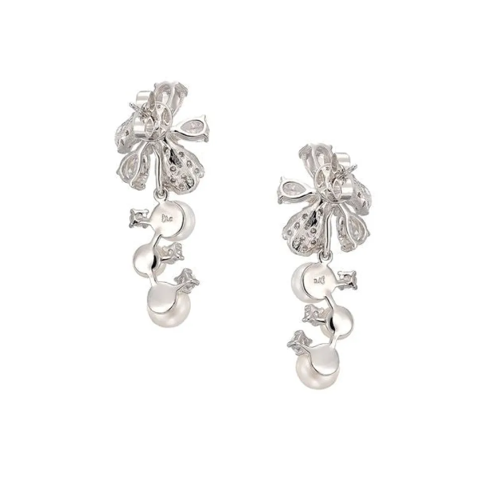 Pearl Snow Rose Earrings
