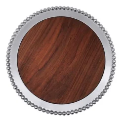 Pearled Round Cheese Board with Dark Wood Insert