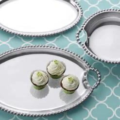 Pearled Round Handle Tray