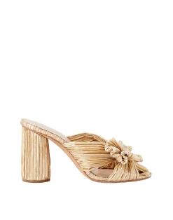 Penny Pleated Bow Heel in Gold