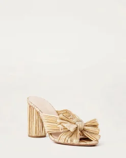 Penny Pleated Bow Heel in Gold