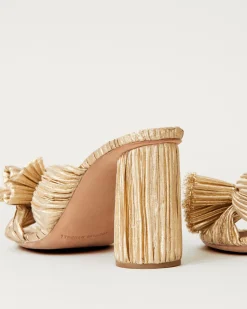 Penny Pleated Bow Heel in Gold