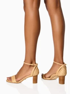 Perfect Block Sandal 60 in Almond Raffia