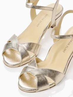 Perfect Crossover Sandal 50 in Gold Saffiano