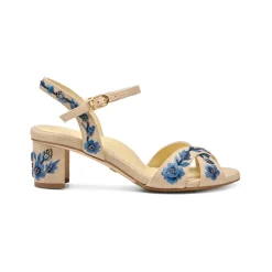 Perfect Crossover Sandal 50 in Navy Floral Linen