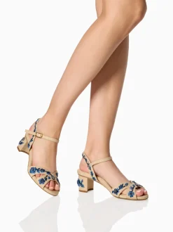Perfect Crossover Sandal 50 in Navy Floral Linen