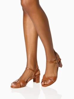 Perfect Crossover Sandal 50 in Congnac Calf