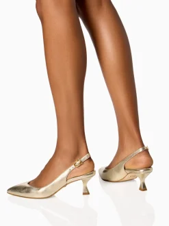 Perfect Kitten Sling 50 in Gold Saffiano