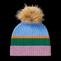 Periwinkle Party Striped Cashmere Pom Beanie