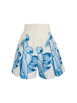 Perla Short in Blue Macaw Print