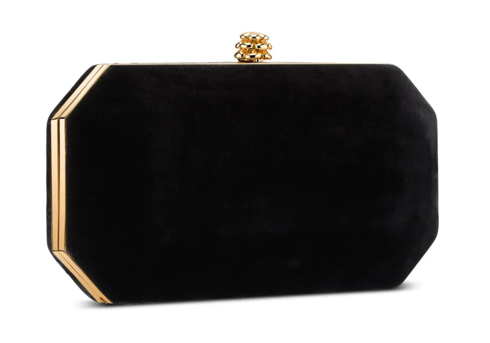 Perry Clutch in Black Diamond Crushed Velvet