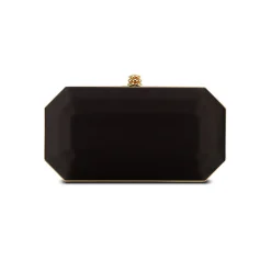 Perry Clutch in Black Diamond Satin