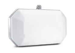 Perry Clutch in Pegasus White IDRO Treated Satin