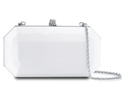 Perry Clutch in Pegasus White IDRO Treated Satin