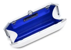 Perry Clutch in Pegasus White IDRO Treated Satin