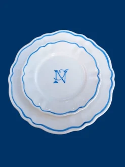 Personalised Monogram Scalloped Plate, Set of 6