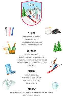 Personalized Bachelorette Itinerary Card