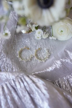 Petite Mother Of Pearl Wildflower Hoops