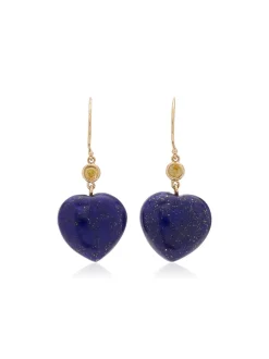 Petits Coeurs Lapis Lazuli & Sapphire Gold Earrings
