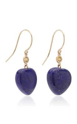 Petits Coeurs Lapis Lazuli & Sapphire Gold Earrings
