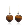 Petits Coeurs Tiger's Eye & Sapphire Gold Earrings