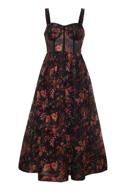 Pheobe Midi Dress in Pindell Black