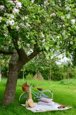 Picnic Blanket Made With Liberty Fabric in Betsy Grey & Capel Mustard